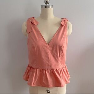 Express Bow Shoulder Peplum Top- Pink- Size Large- NWT